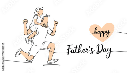 Father's day sketch a loving father and son running together in celebration