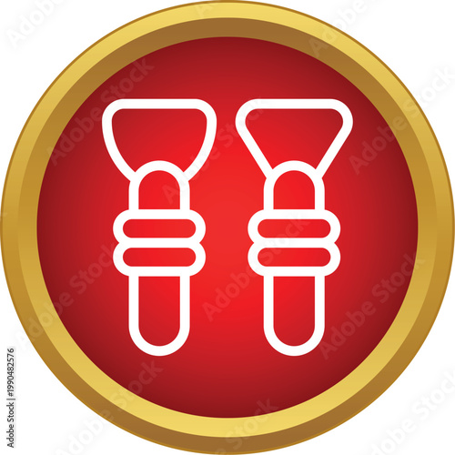 Pair of bottle opener tools depicted as a white line icon on a red background