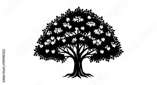 Silhouette of a Majestic Tree with Lush Foliage