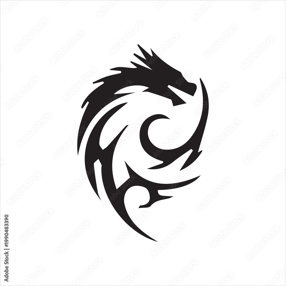 Naklejka premium Intricate Black Dragon Artwork Vector Image.eps