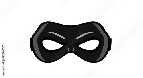 Black superhero mask icon with minimalist design on white background