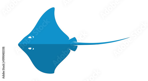 Blue stylized manta ray icon on white background