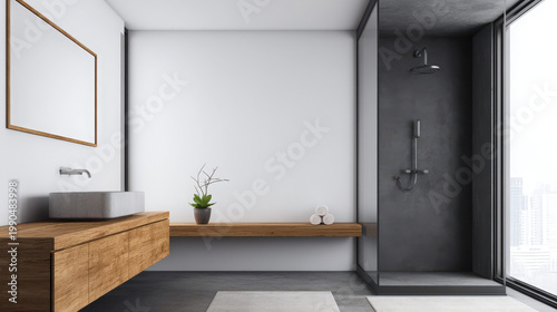 Clean bathroom interior design modern restroom with minimalist touch urban setting contemporary view