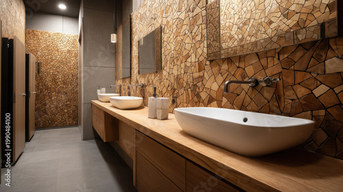 Clean and modern bathroom interior design stylish restroom space natural materials warm environment contemporary viewpoint