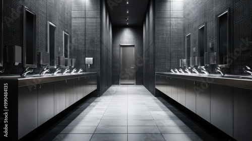 Modern bathroom restroom interior design clean and sleek environment urban space overview
