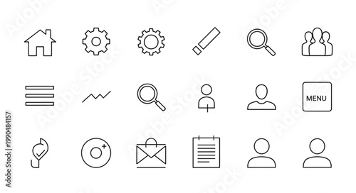 Collection of Hand Drawn Icons Representing Various Functions.