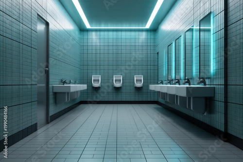 Modern bathroom interior design clean restroom environment with futuristic aesthetic