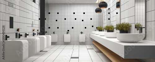 Modern clean bathroom interior design restroom space with stylish fixtures bright and inviting atmosphere