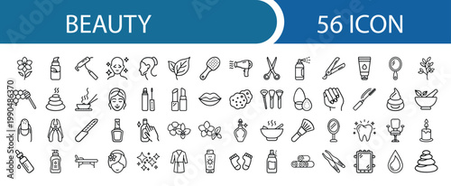 Beauty Icon Pack – 56 Cosmetics, Makeup, Skincare, Fashion, Lifestyle Vector Icons