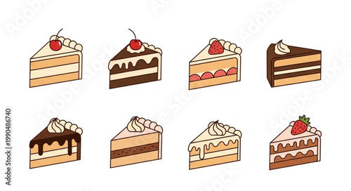 Collection of Delicious Slices of Cake and Pastries.