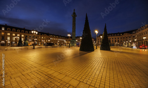 Place Vendôme in Paris, France by night