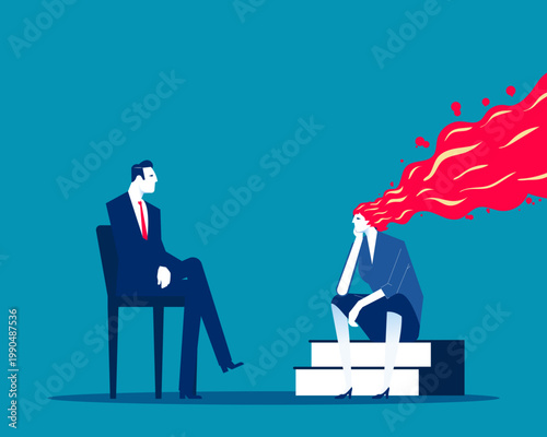 The business person watched in coworkers head a burning