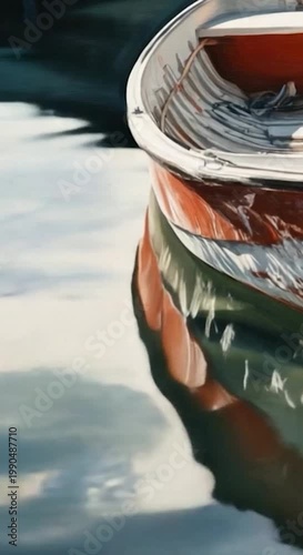 A boat floating on calm waters vertical frame