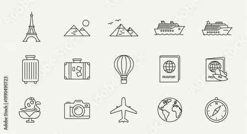 Travel Icons Collection Representing Global Adventure.