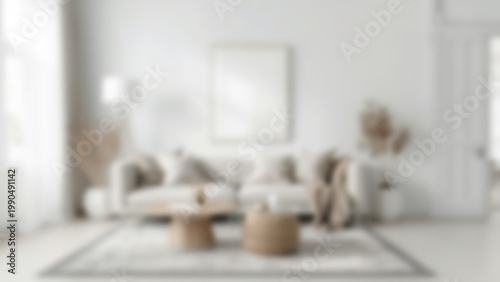 Cozy and Bright Living Room Interior Design with Modern Furniture.