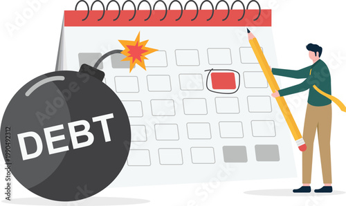 Debt management and financial crisis alert on calendar