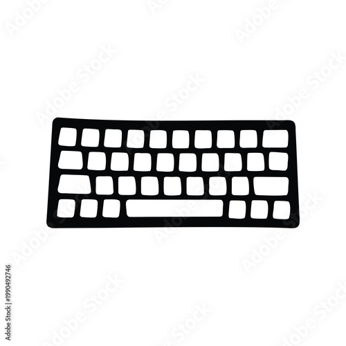Stylized Black and White Keyboard Outline for User Input on Digital Device