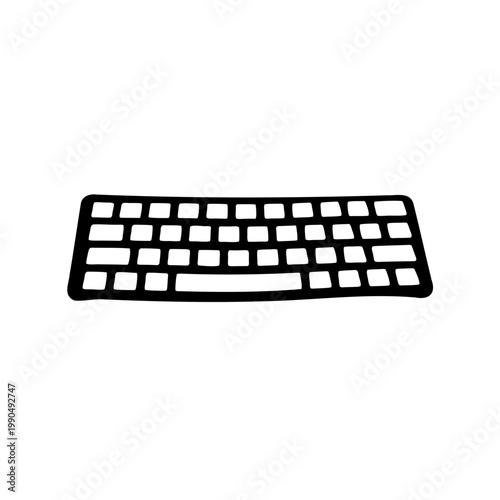 Simple Keyboard Illustration Featuring White Background and Black Colored Keys and Frame