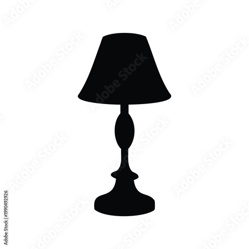 Elegant table lamp silhouette with a classic design standing against white backdrop