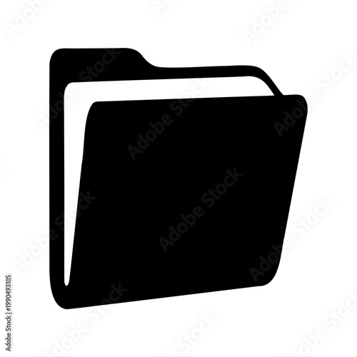 Simple black and white folder icon for document organization and storage