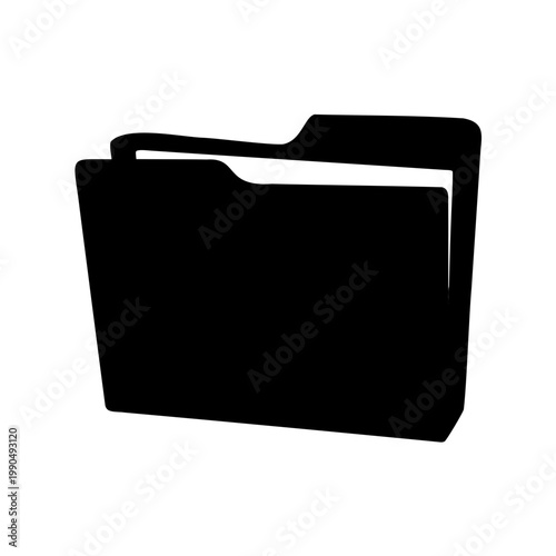 Simple black folder icon for file management and organization representation