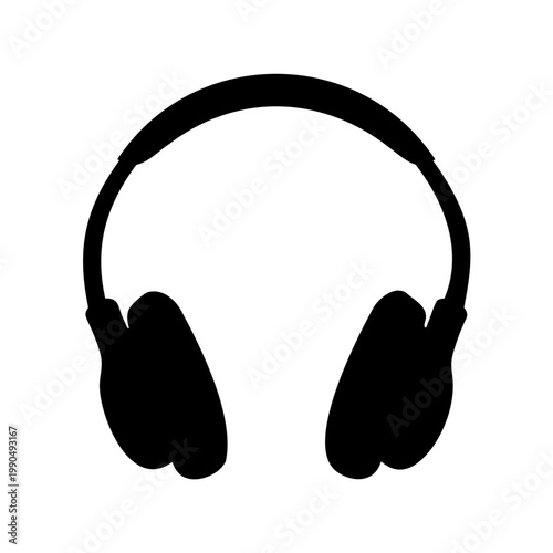 Silhouette of Headphones for Music Listening and Audio Enjoyment on White Background