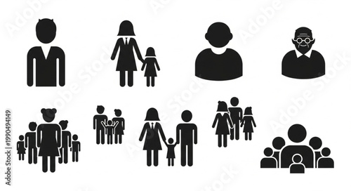 Collection of Diverse People Icons Representing Different Groups.