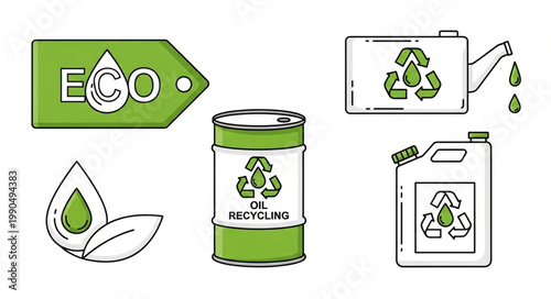 Eco friendly recycling symbols for oil and fuel industry.