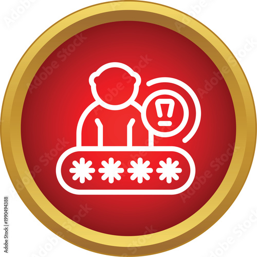 User icon entering an incorrect password with a visible error alert