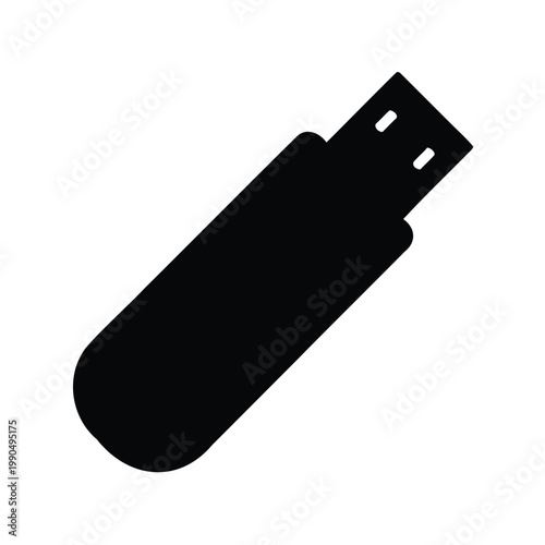 Black solid simple and clean silhouette of a USB flash drive device