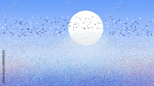 Calming Sunrise Over Ocean with Blue Skies and Sparkling Water Reflections