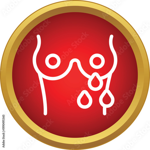 Breast cancer awareness symbol showing nipple discharge on stylized breasts