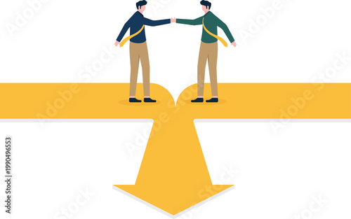 Business partnership reaching a dead end crossroad