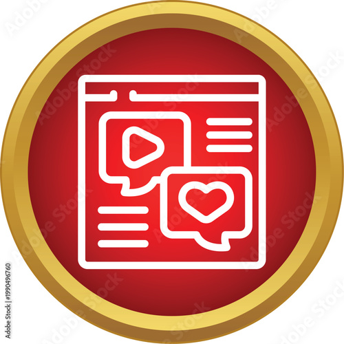 Digital interface displaying social media comments with video play and like notification bubbles