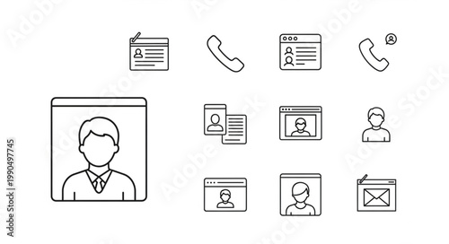 Collection of communication and contact icons for digital use.