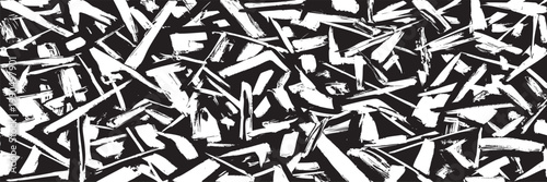 Abstract black and white brush stroke pattern with chaotic lines