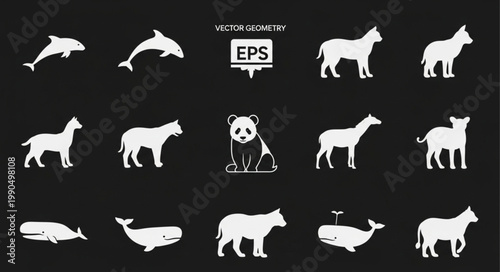 Collection of Animal Silhouettes Vector Icons.