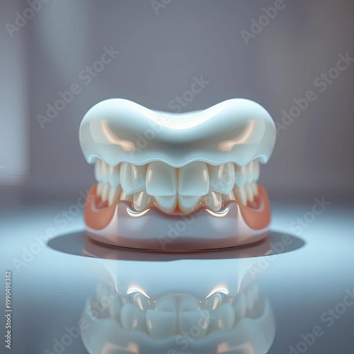 Smooth, polished dental surfaces reflecting a soft light ,  enamel,  smooth