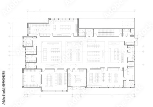 Comprehensive CAD drawing showcasing an intricate architectural floor plan layout, detailing interior design elements and room arrangements for efficient spatial planning