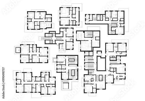 Comprehensive collection of intricate CAD floor plans, illustrating diverse architectural layouts and spatial configurations essential for modern building design and development visualization