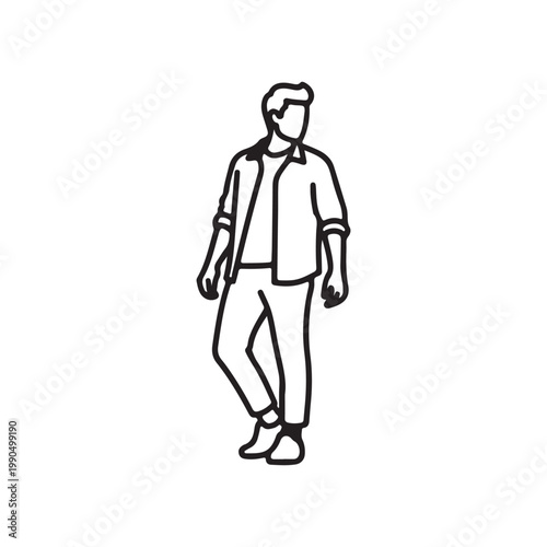 Man hat outline vector flat illustration design