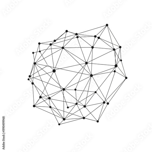Fotografija Black dots connected by lines network.