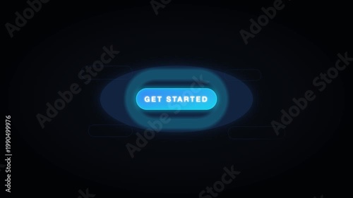 4K Futuristic Get Started Glowing Button Animation