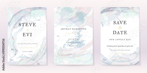 Purple Watercolor Set Vector Background. Flower Wedding Abstract Design. Gold Luxury Spray on Watercolor Marble Texture. Pastel Cold Tones Minimal Style. Frame Art For Prints and Invitations Cards.