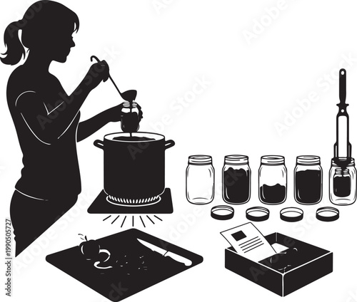 Silhouette of woman preparing wine in a cellar with equipment, Generative Ai