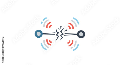 Broken Connection, Disconnected Link, WiFi Signal Loss, Network Disruption Icon