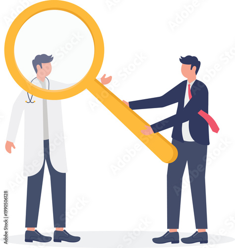 Scientist examining unknown virus under magnifying glass