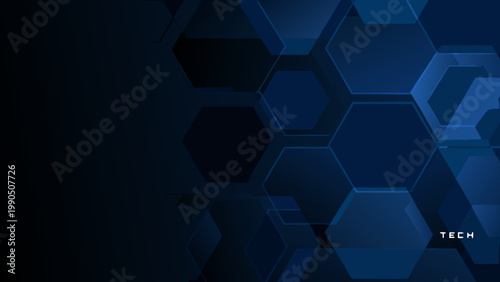 Abstract hexagonal pattern background in shades of blue with a technological feel