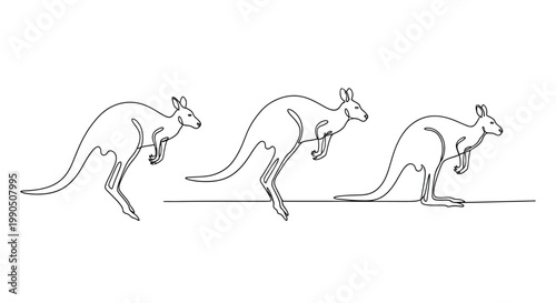 Fotografía Kangaroo jumping sequence sketch with line art animal behavior animal locomotion