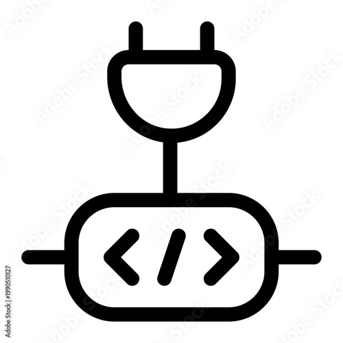 Integration Plug Icon, API Connection Symbol, Plugin Connector Sign, Third Party Link Pictogram